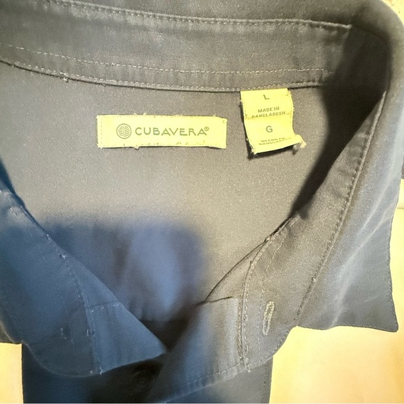 Cubavera Blue and White Casual Button Down Shirt - Picture 3 of 4
